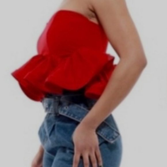 Red Ruffled Top - Picture 3 of 4